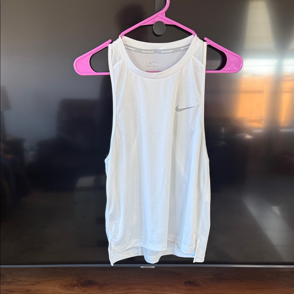 Nike White Sleeveless Top with Gray Swoosh
